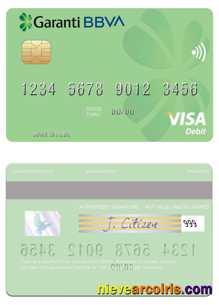 Romania Garanti BBVA visa debit card